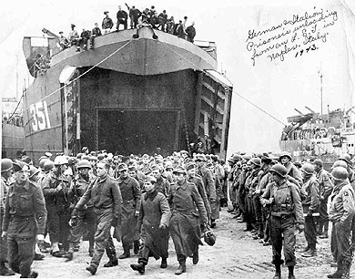 German and Italian Prisoners Unloaded from LST 351