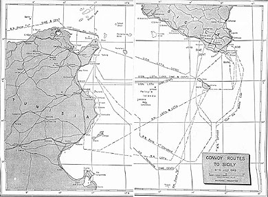Convoy Map for Invasion of Sicily