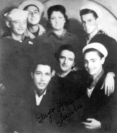 John Laga, Stanley Galik, Frank Roachell with Unidentified Persons in Tunis, Tunisia