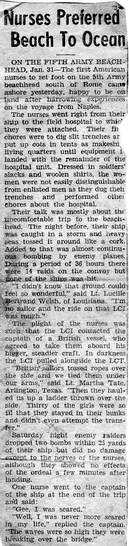 Newspaper Article - "Nurses Preferred Beach to Ocean"