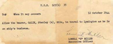 Stanley Galik's pass for Lymington England 