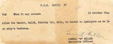 Stanley Galik's pass for Lymington England
