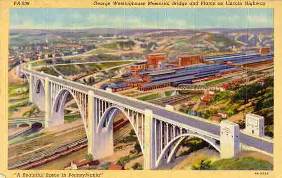 George Westinghous Memorial Bridge and Plants on Lincoln Highway